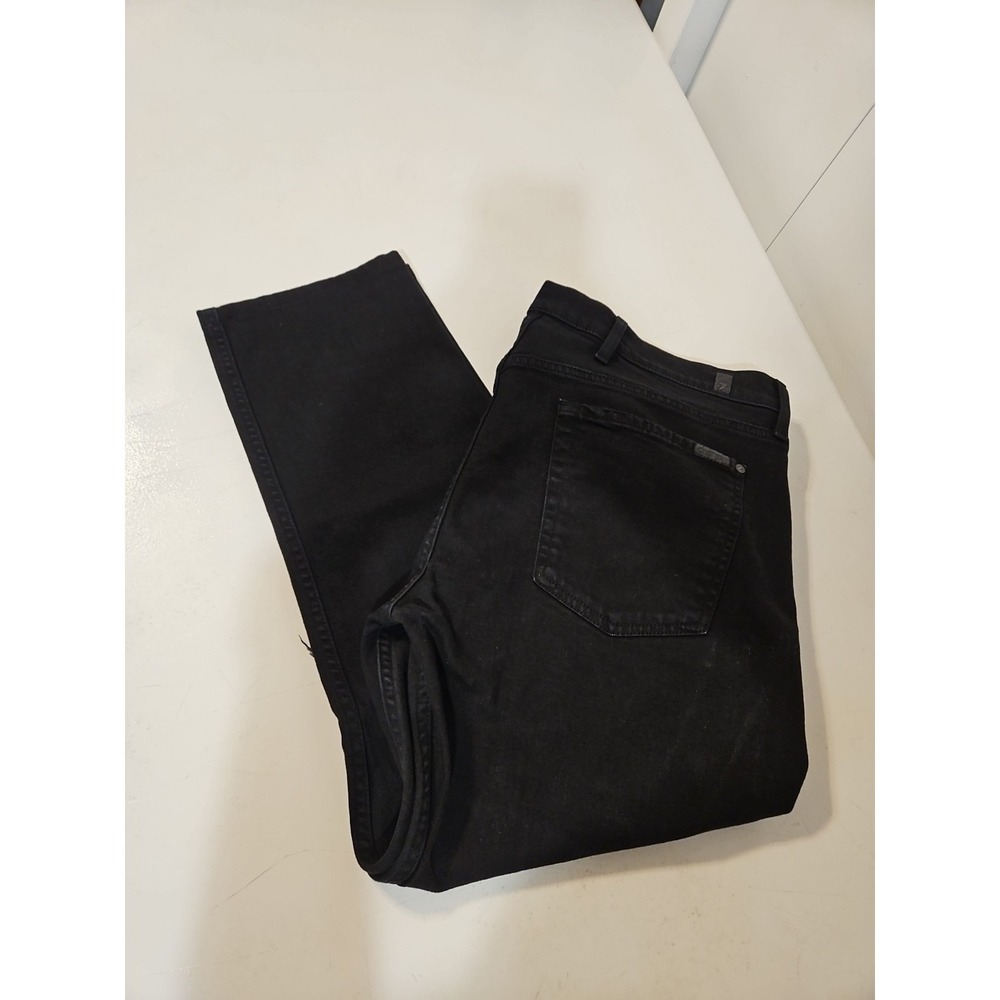 7 For All Mankind Paxtyn Jeans Mens 40x27 Black Performance Jean Distressed(1393